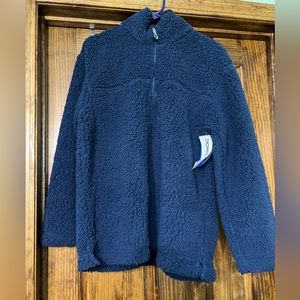 NWT! Navy Blue Quarter-Zip Sherpa Medium